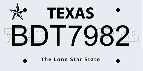 BDT7982 Texas License Plate