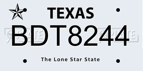 BDT8244 Texas License Plate