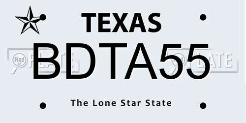 BDTA55 Texas License Plate