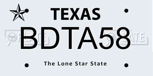BDTA58 Texas License Plate