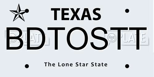 BDTOSTT Texas License Plate