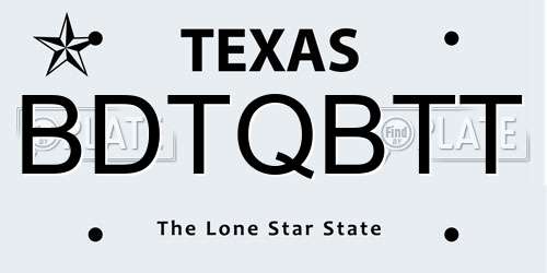 BDTQBTT Texas License Plate