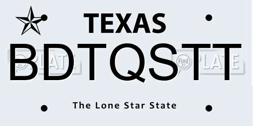 BDTQSTT Texas License Plate
