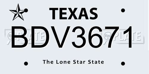 BDV3671 Texas License Plate