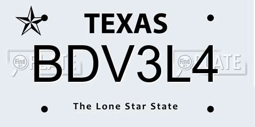 BDV3L4 Texas License Plate