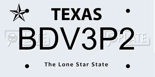 BDV3P2 Texas License Plate