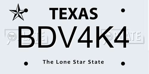 BDV4K4 Texas License Plate