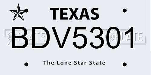BDV5301 Texas License Plate