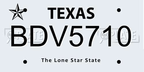 BDV5710 Texas License Plate
