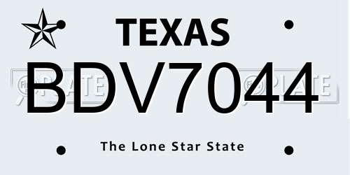 BDV7044 Texas License Plate