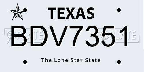 BDV7351 Texas License Plate