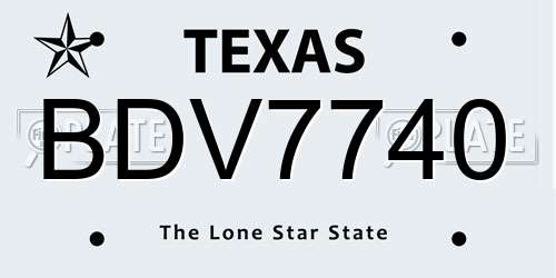 BDV7740 Texas License Plate