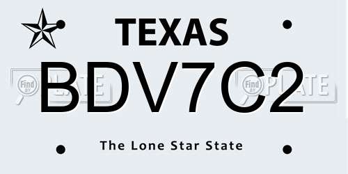 BDV7C2 Texas License Plate