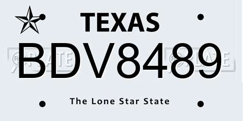 BDV8489 Texas License Plate