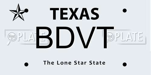 BDVT Texas License Plate