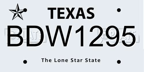BDW1295 Texas License Plate