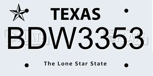 BDW3353 Texas License Plate