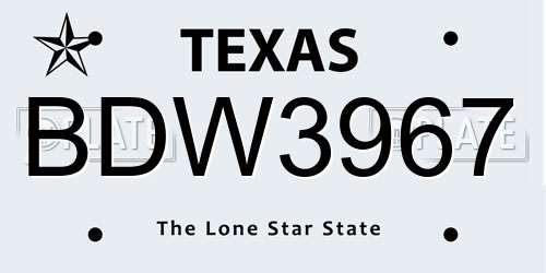 BDW3967 Texas License Plate