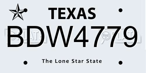 BDW4779 Texas License Plate