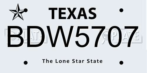 BDW5707 Texas License Plate