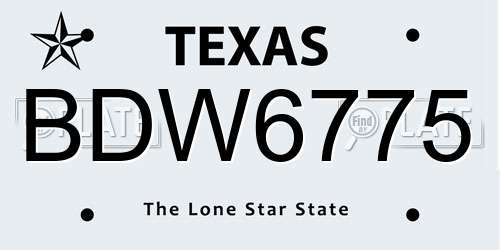 BDW6775 Texas License Plate