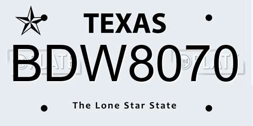 BDW8070 Texas License Plate