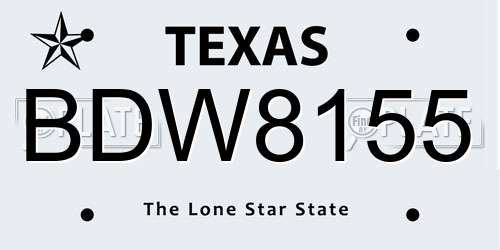 BDW8155 Texas License Plate