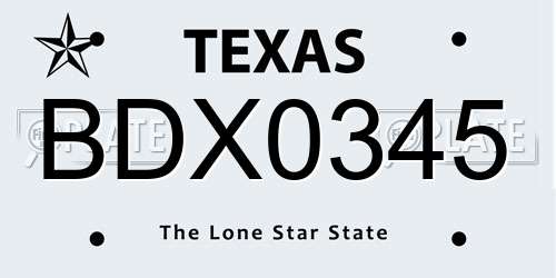 BDX0345 Texas License Plate