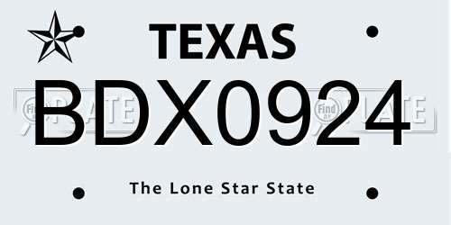 BDX0924 Texas License Plate