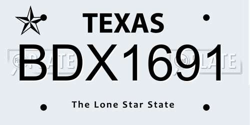BDX1691 Texas License Plate