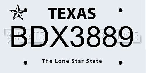 BDX3889 Texas License Plate