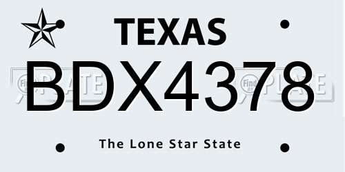 BDX4378 Texas License Plate