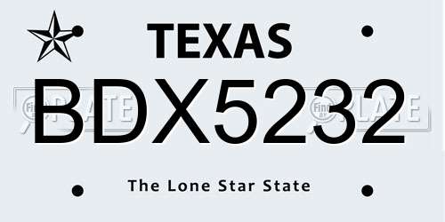 BDX5232 Texas License Plate