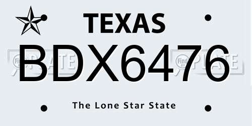 BDX6476 Texas License Plate