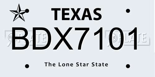 BDX7101 Texas License Plate