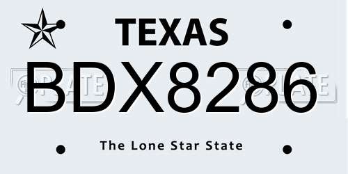 BDX8286 Texas License Plate