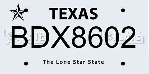 BDX8602 Texas License Plate