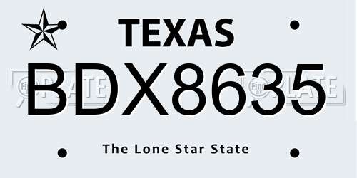BDX8635 Texas License Plate