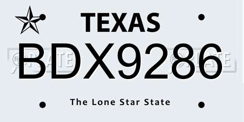 BDX9286 Texas License Plate