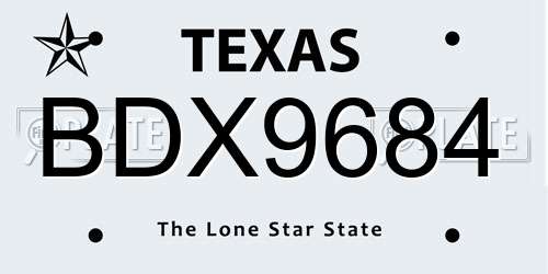 BDX9684 Texas License Plate