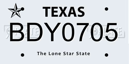 BDY0705 Texas License Plate