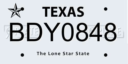 BDY0848 Texas License Plate