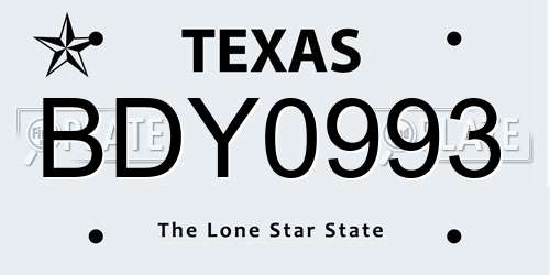 BDY0993 Texas License Plate