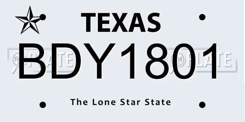 BDY1801 Texas License Plate