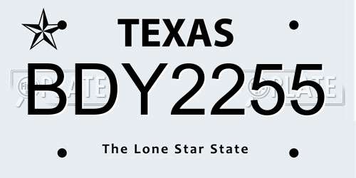 BDY2255 Texas License Plate