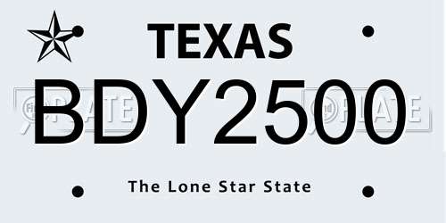 BDY2500 Texas License Plate