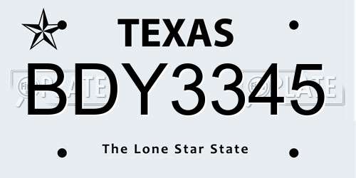 BDY3345 Texas License Plate