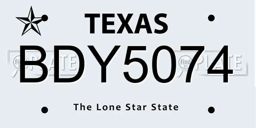 BDY5074 Texas License Plate