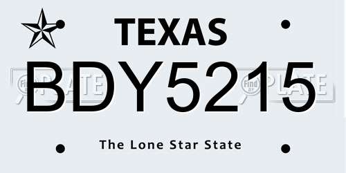 BDY5215 Texas License Plate