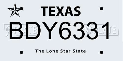 BDY6331 Texas License Plate